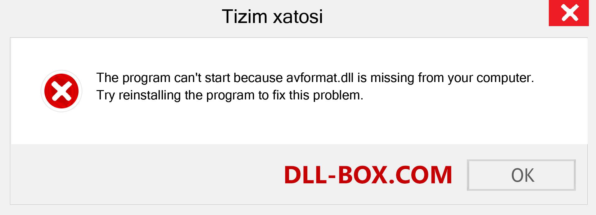 avformat.dll fayli yo'qolganmi?. Windows 7, 8, 10 uchun yuklab olish - Windowsda avformat dll etishmayotgan xatoni tuzating, rasmlar, rasmlar